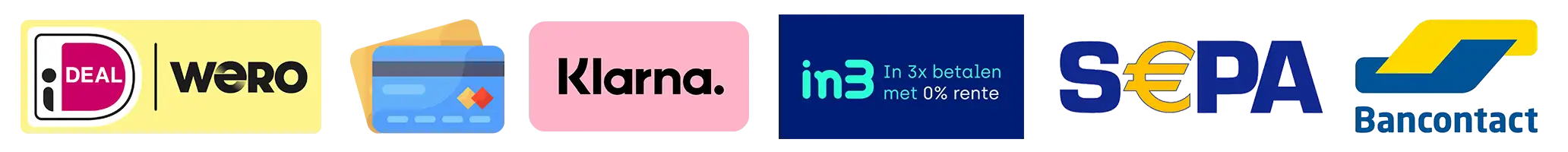 iDEAL, Visa, Mastercard, Bancontact